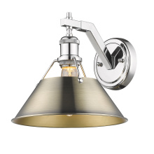 Golden 3306-1W CH-AB - Yep by Golden Lighting Orwell 1-light Wall Sconce in Chrome and Aged Brass shade